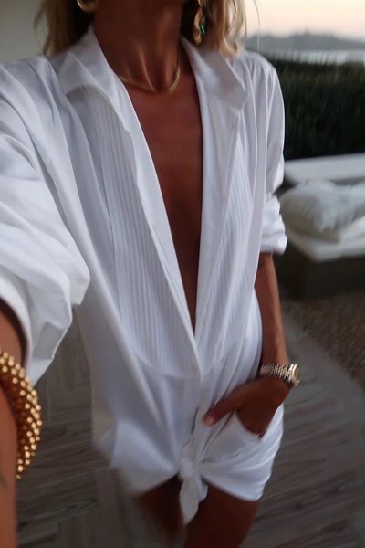 Voyage - White Longline Shirt, £255