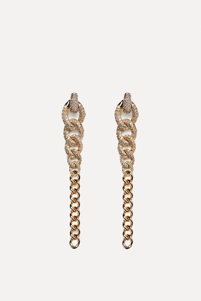 Gradual Drop Link 18ct Yellow Gold & Diamonds Earrings