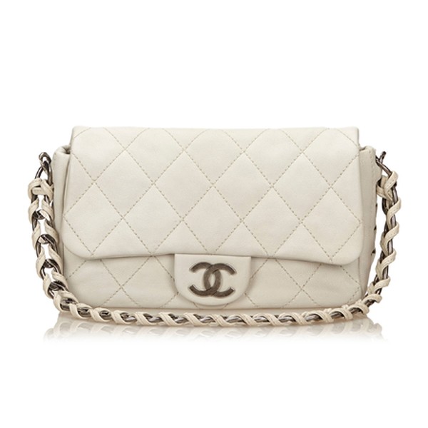 White & Ivory Medium Wild Stitch Flap Bag from Chanel