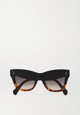 Oversized Cat-Eye Tortoiseshell Acetate Sunglasses from Celine Eyewear