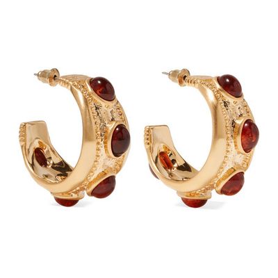 Gold-Plated & Tortoiseshell Resin Hoop Earrings from Kenneth Jay Lane