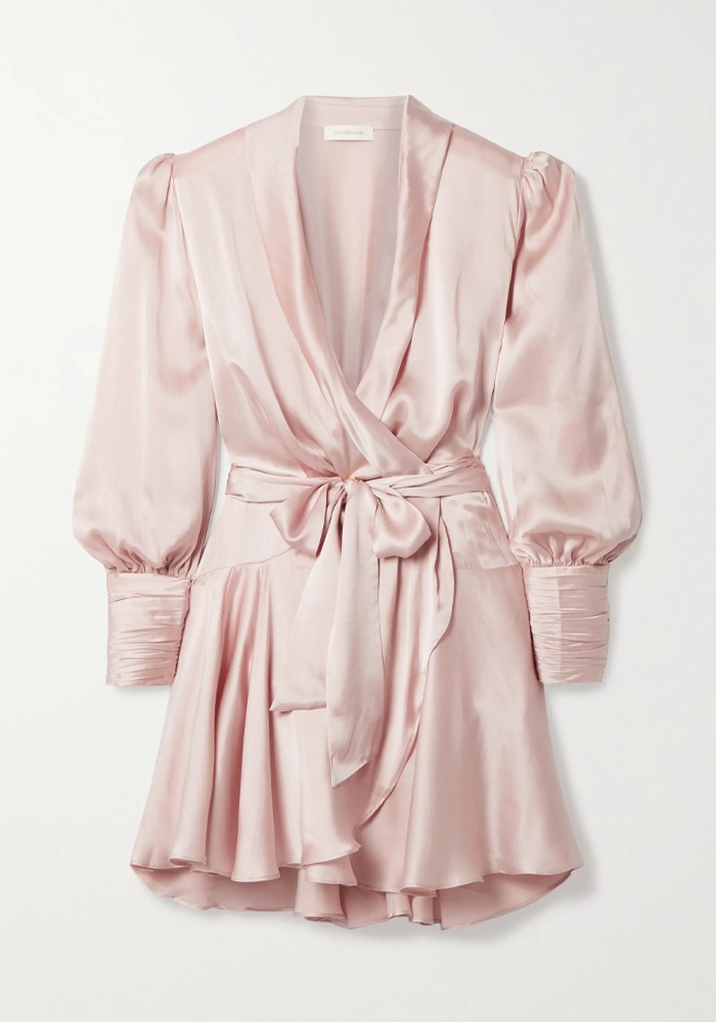 Silk-Satin Wrap Mini Dress from Zimmerman