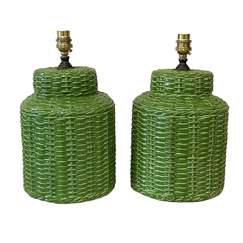 Basket Weave Lamps from Dealer: Watkins & Adams With Pen