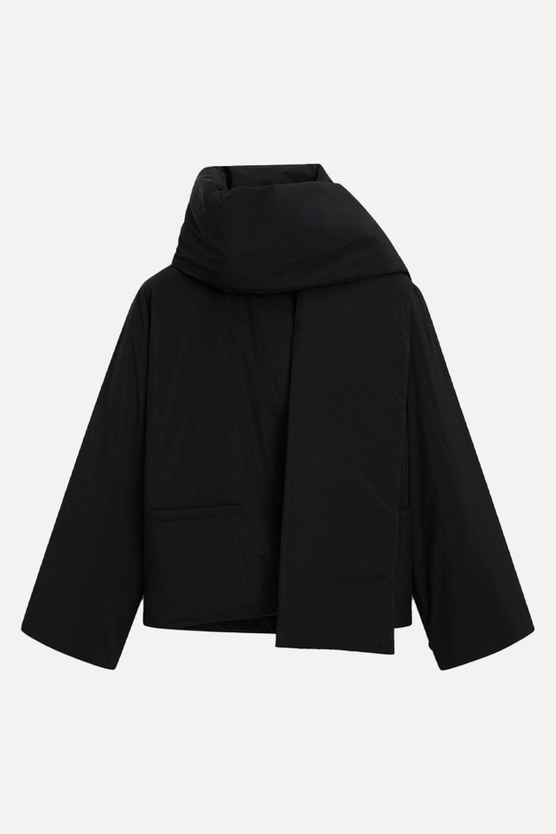 Buttoned Puffer Jacket With Scarf from Massimo Dutti