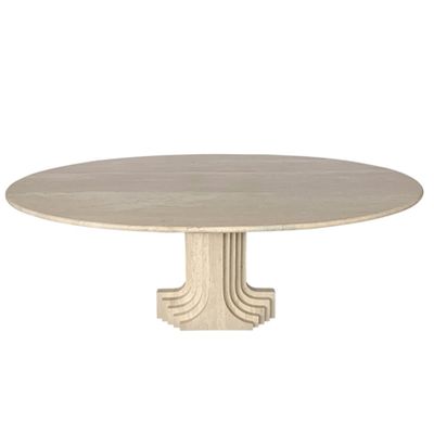 Oval Travertine Pedestal Dining Table from Carlo Scarpa