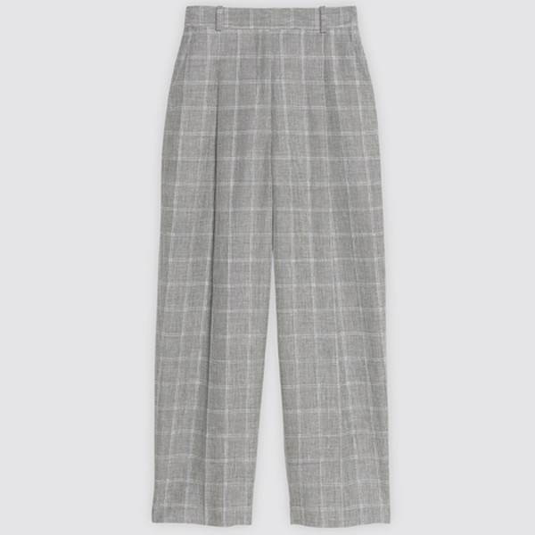 Checked Linen Blend Trousers from Sandro