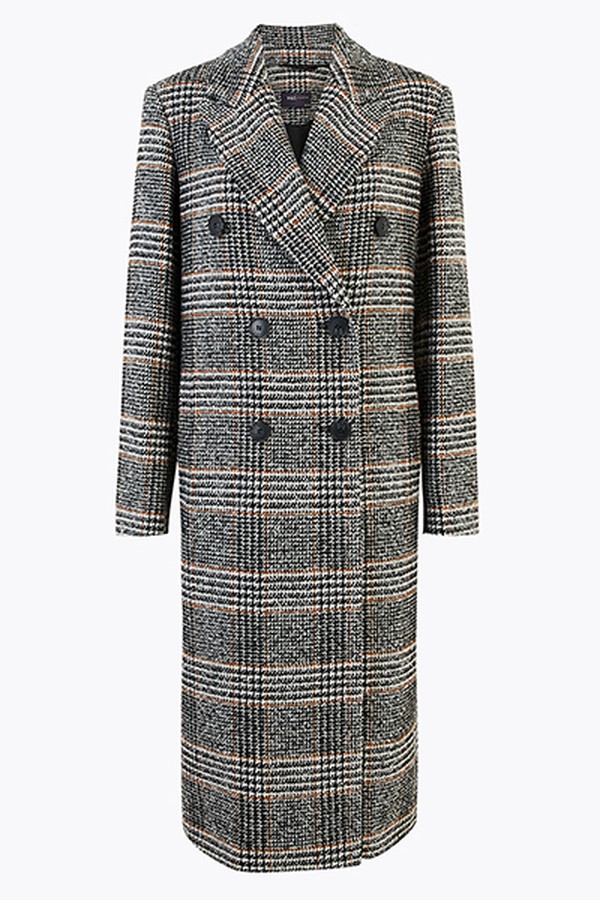 Wool blend Checked Overcoat from Marks & Spencer
