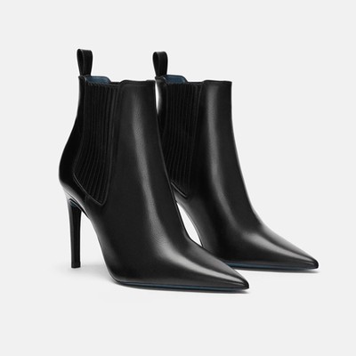 Leather Mid-Heel Ankle Boots from Zara