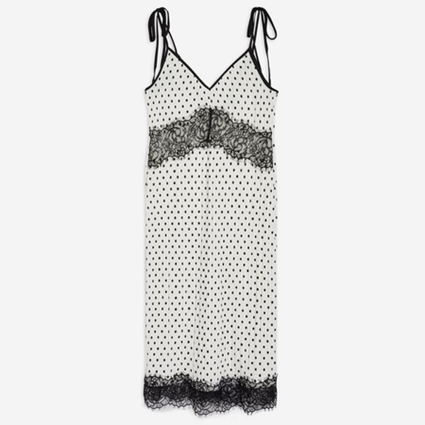 Spot Plisse Slip Dress from Topshop