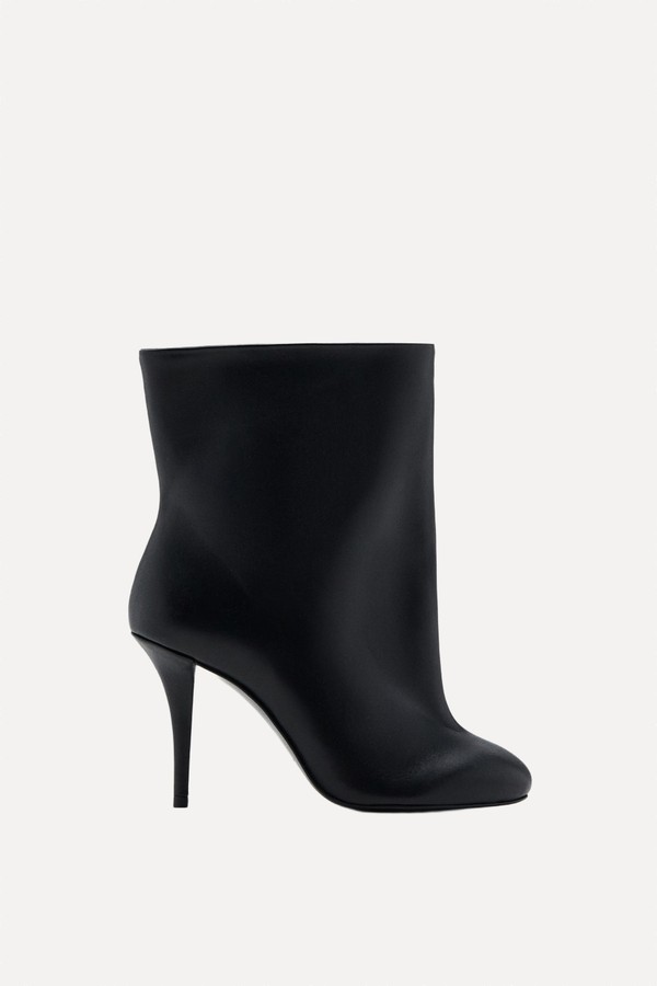 Wide Shaft Leather Heeled Boots from Mango