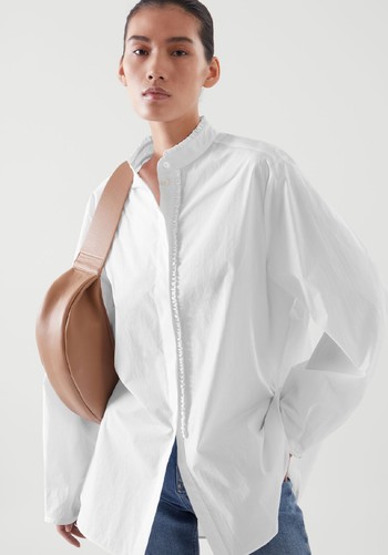 Ruffle-Detail Oversized Shirt