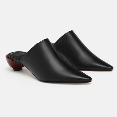 Leather Rounded Heel Mules from Zara