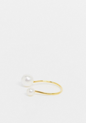 Sterling Silver Ring With Gold Plate from ASOS Design