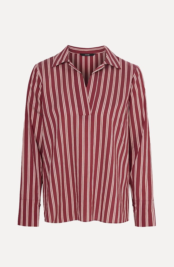 Stripe V Neck Collared Co-Ord Shirt