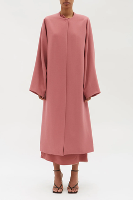 Collarless Wool Crepe Coat from Raey