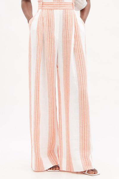 Molly Striped-Linen Wide-Leg Trousers from Three Graces London