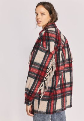 Cocha Oversized Fringed Checked Wool-blend Jacket, £461 | Iro