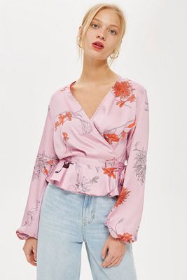 Satin Wrap Blouse from Topshop