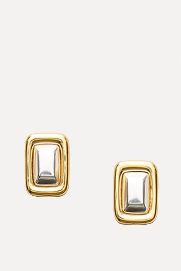 Mixed-Metal Square Earrings from J.Crew