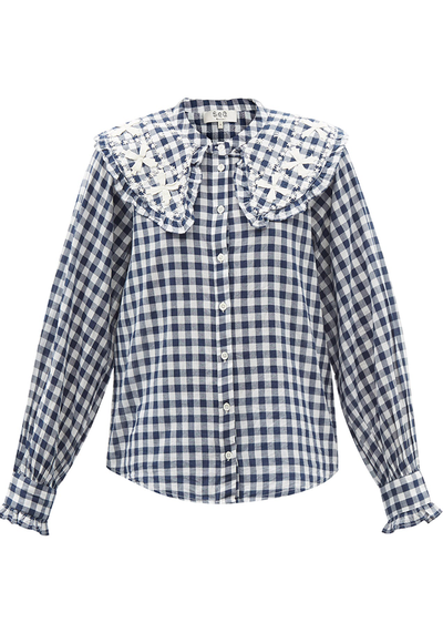 Gina Chelsea-Collar Gingham Cotton Blouse from Sea