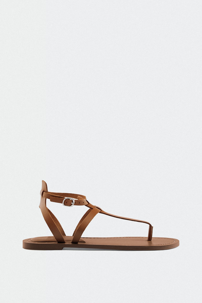 Flat Leather Sandals With Buckle Detail from Zara