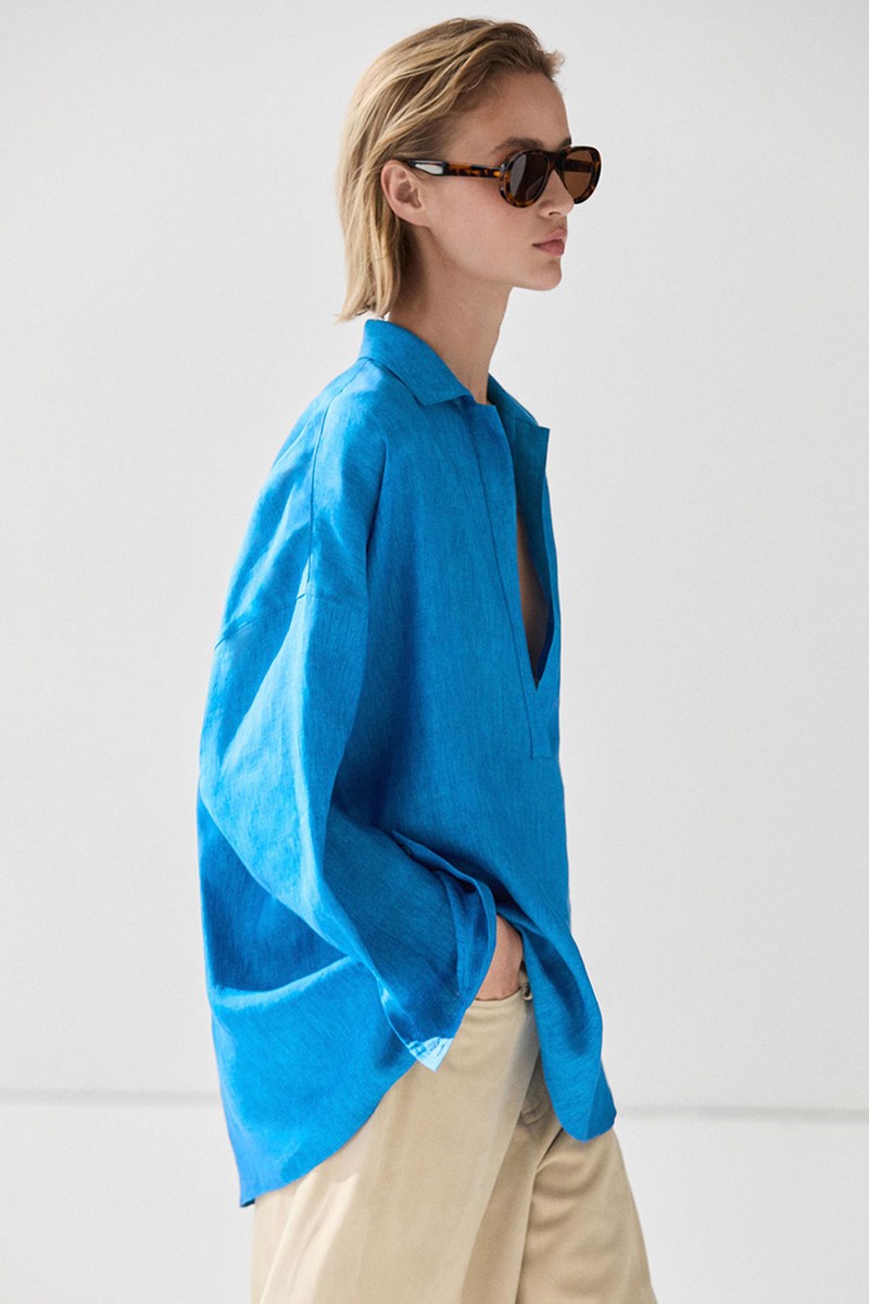 100% Linen Flowing Blouse from Massimo Dutti