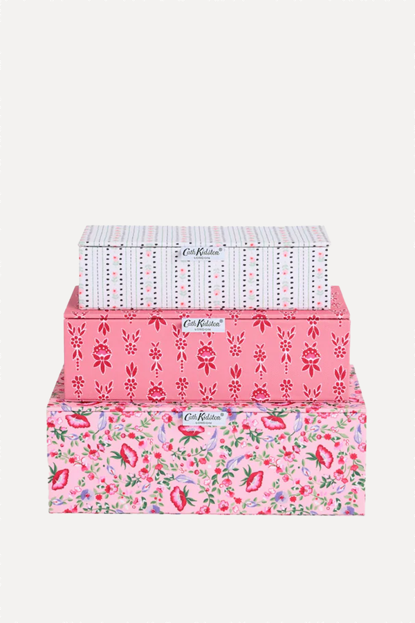 Set Of 3 Pink Floral Storage Boxes from Cath Kidston