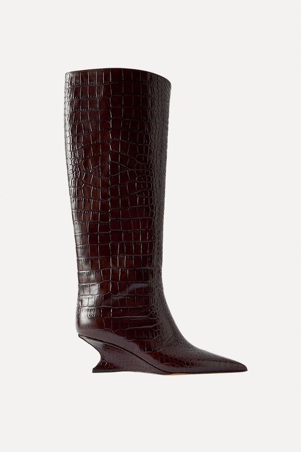 Nina Croc-Effect Leather Knee Boots from Paris Texas