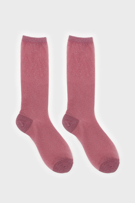 Deep Pink Glitter Superstar Long Socks from Glassworks