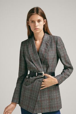 Slim Fit Checked Wool Blazer from Massimo