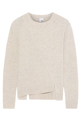 Hertha Asymmetric Paneled Mélange Wool Sweater