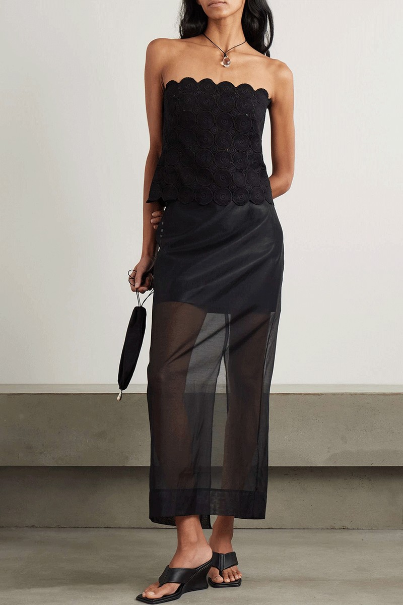 Doily Strapless Scalloped Organic Corded Lace Bustier Top from St. Agni