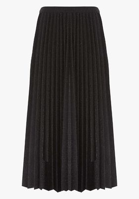 Black Sparkle Pleat Midi Skirt from Mint Velvet