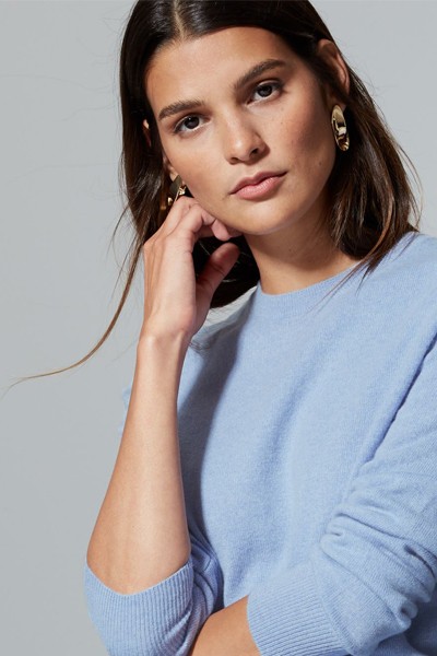 Blue Pure Cashmere Round Neck Jumper 