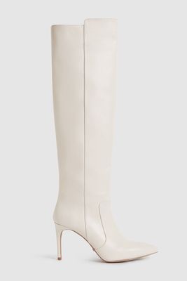 Leather Point Toe Knee High Boots from Sandro