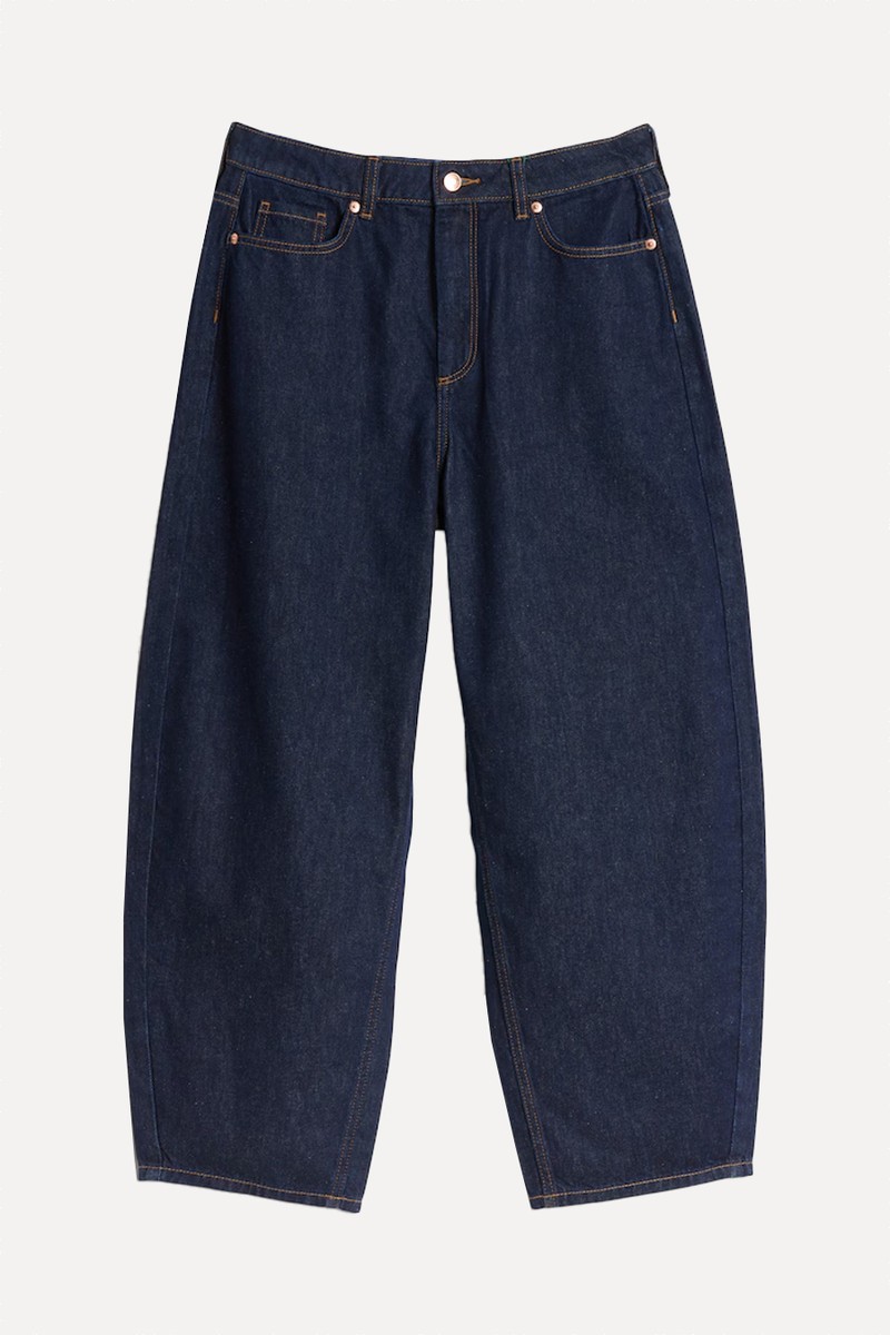 Pure Cotton Barrel Leg Jeans