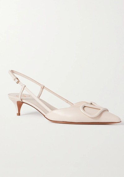 Valentino Garavani Go Logo 40 Leather Slingback Pumps from Valentino