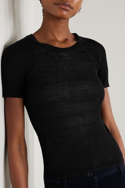 Araceli Ribbed Silk T-Shirt from NILI LOTAN