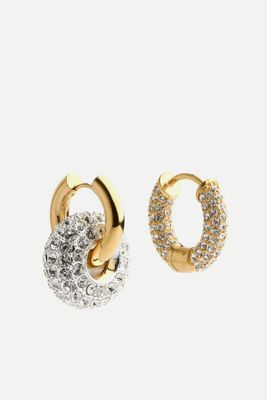 Crystal-Embellished 24kt Gold-Plated Hoop Earrings from Timeless Pearly