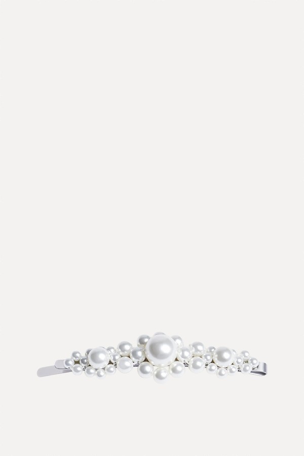 Large Flower Faux Pearl-Embellished Hair Clip from Simone Rocha