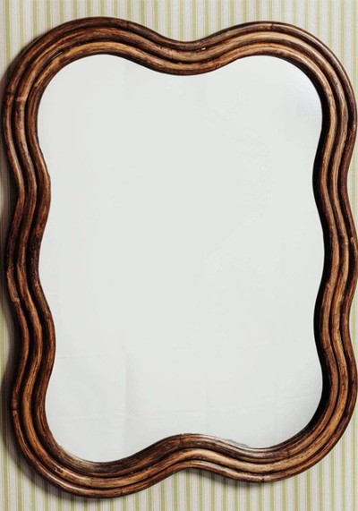 Wave Rattan Mirror 