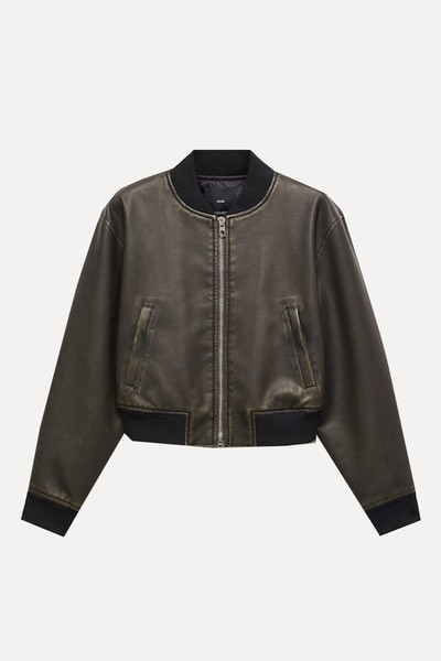 Worn Effect Bomber Jacket from Mango