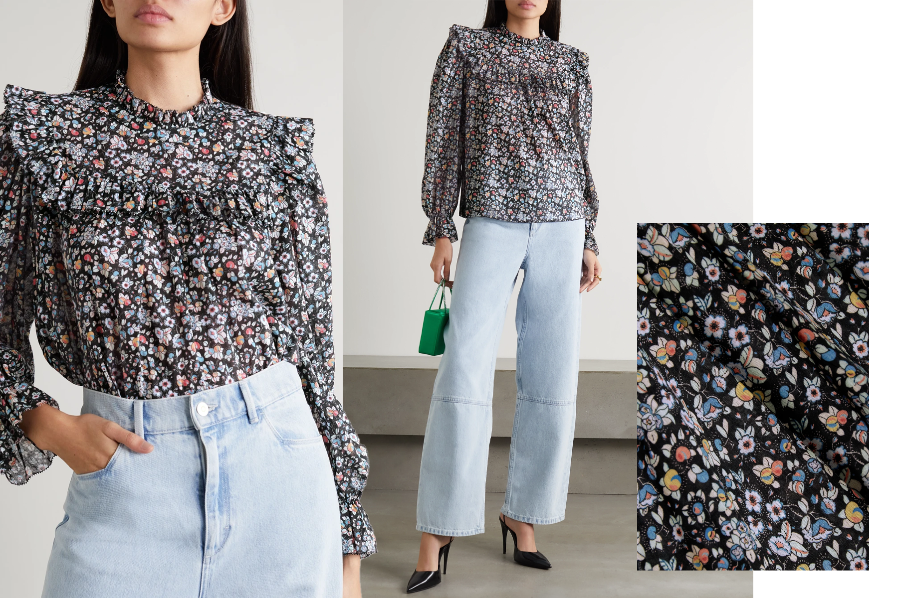 Lucinda Ruffle Floral-Print Blouse, £155 | Rixo
