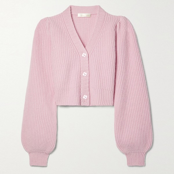 Cropped Ribbed Wool And Cashmere-Blend Cardigan from LoveShackFancy