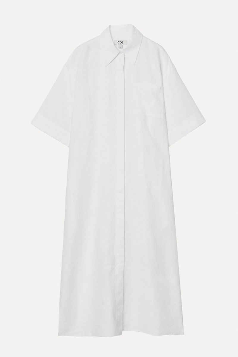 Oversized Short-Sleeved Linen Midi Dress from COS