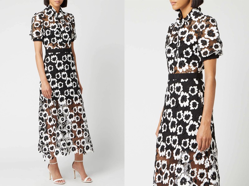 Short Sleeve Abstract Guipure Dress from Self-Portrait