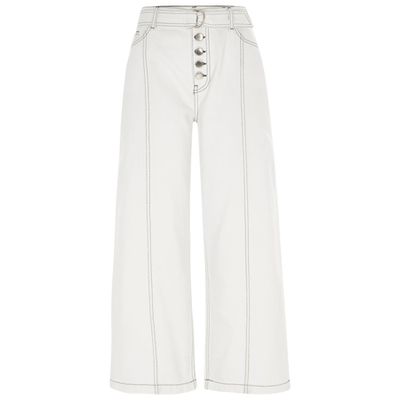White Belted Denim Culottes from River Island