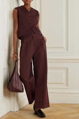 Idai Cotton And Linen-Blend Twill Wide-Leg Pants from LOULOU STUDIO