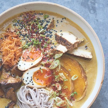 Curry Miso Ramen With Butternut Squash, Tofu & Kimchi