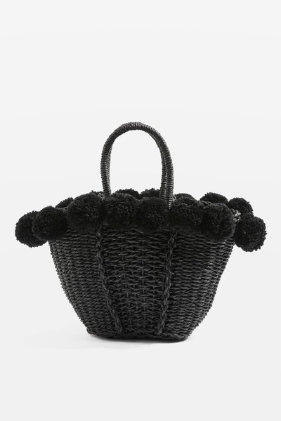 Sia Pom Pom Straw Shopper Bag